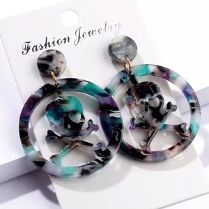 Pirate Skull and Crossbones Acrylic Resin Earrings